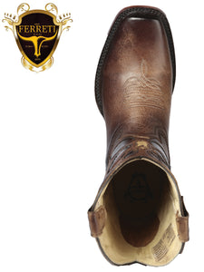 Bota Vaquera FERRETI Premium para Dama Original Horma Rodeo LIZBETH Cafe