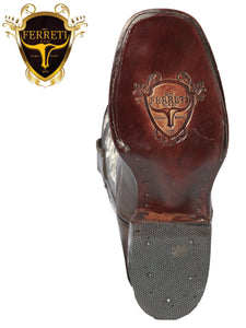 Bota Vaquera FERRETI Premium para Dama Original Horma Bulldog MARTHA Choco