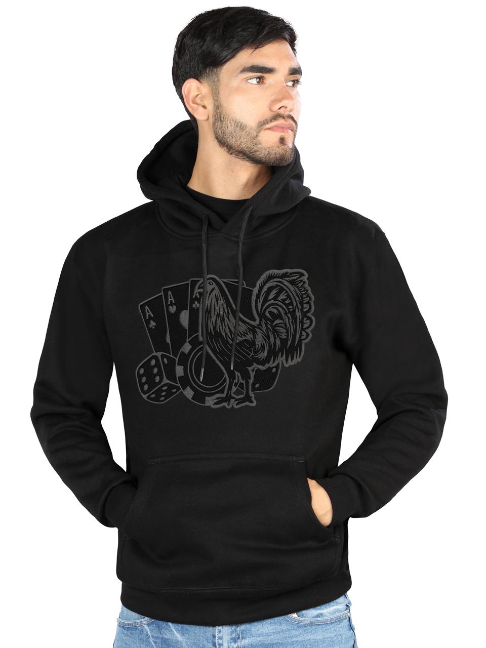 FERRETI HATS Cotton Hoodie Los 3 Vices with Iconic Rooster Design