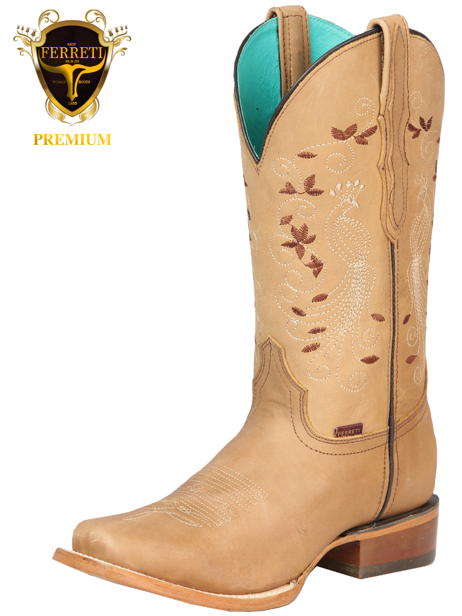 Bota Vaquera FERRETI PREMIUM para Dama Original Horma Rodeo FER-DAM-3-2 Nuez