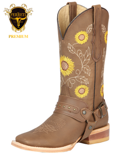 Bota Vaquera FERRETI PREMIUM para Dama Original Horma Texas FT12 Tan