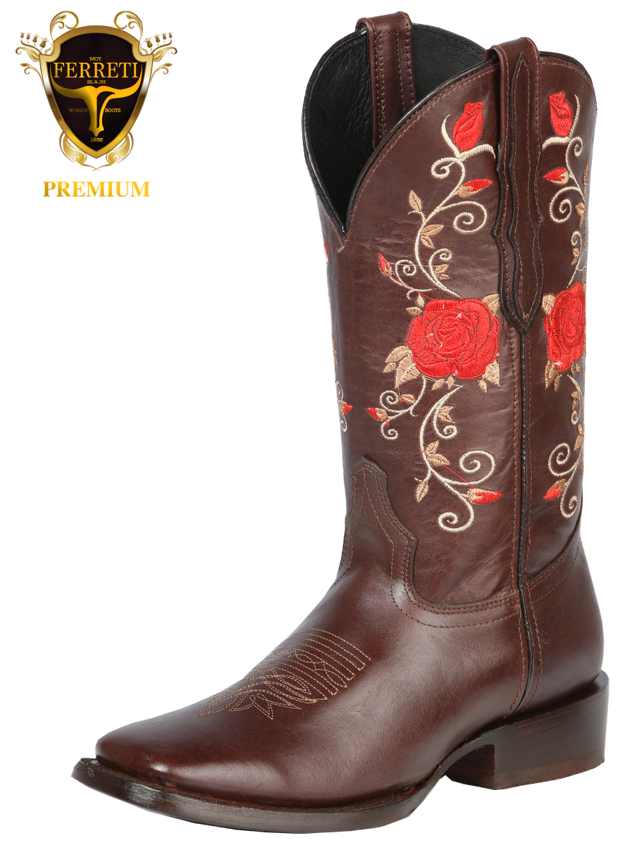 Bota Vaquera FERRETI PREMIUM para Dama Original Horma Texas DM-T1-DN Cafe