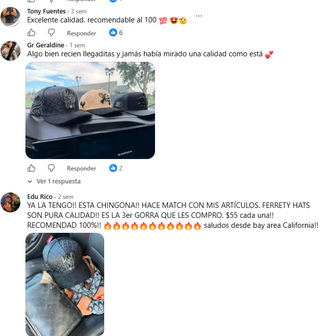Reseñas y fotos de clientes con gorras Ferreti en el auto